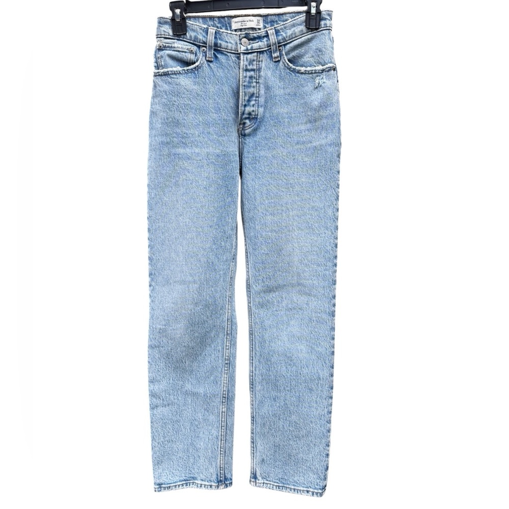 A&F The Dad High Rise Straight Light Blue Jeans Sz 24/00